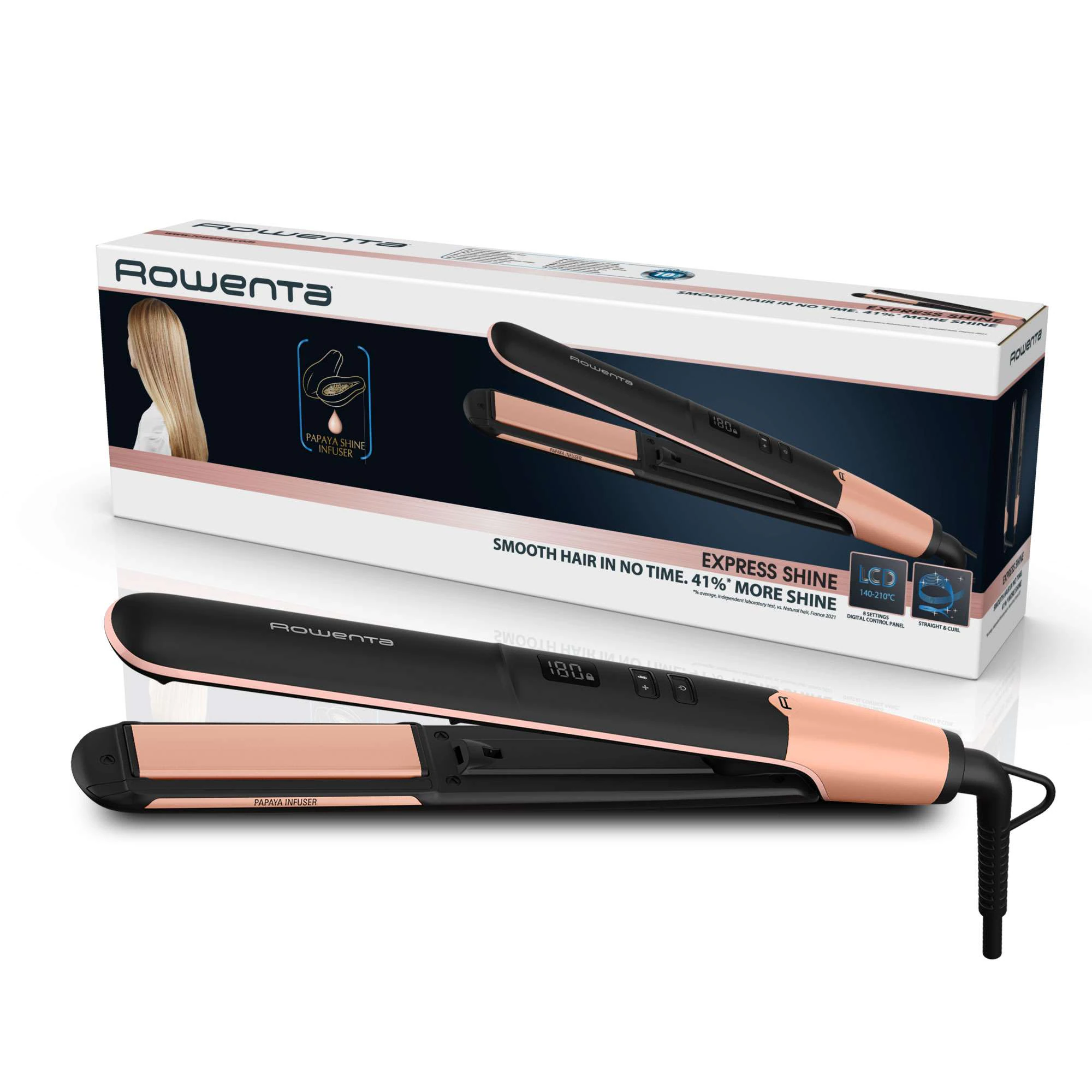 Rowenta Express Shine — plancha de pelo 230°C