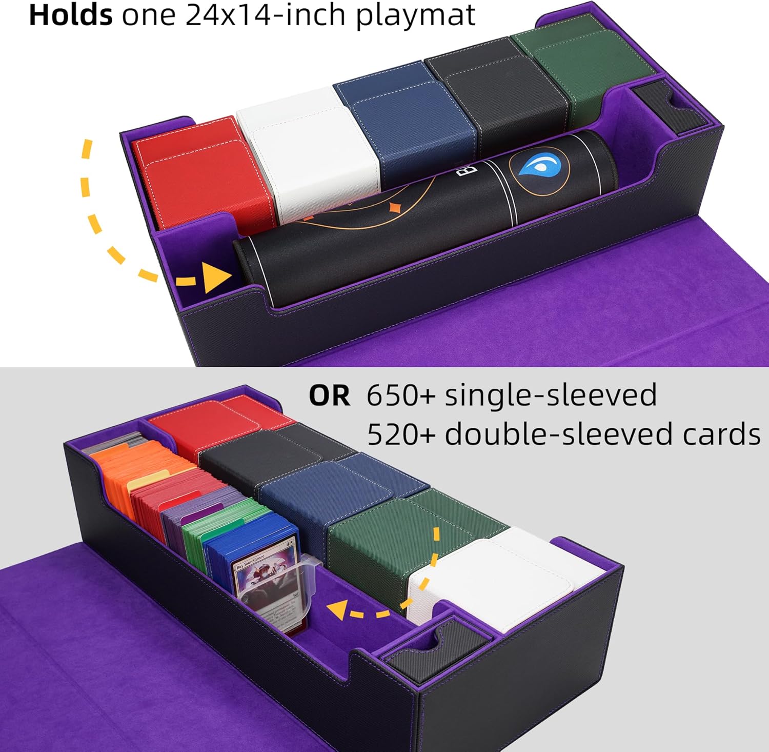 Thumbnail 3 de AFIING Mtg Deck Box: Holds 5 Display Deck Boxes with Playmat, Dice Box, Dividers, and Card Support