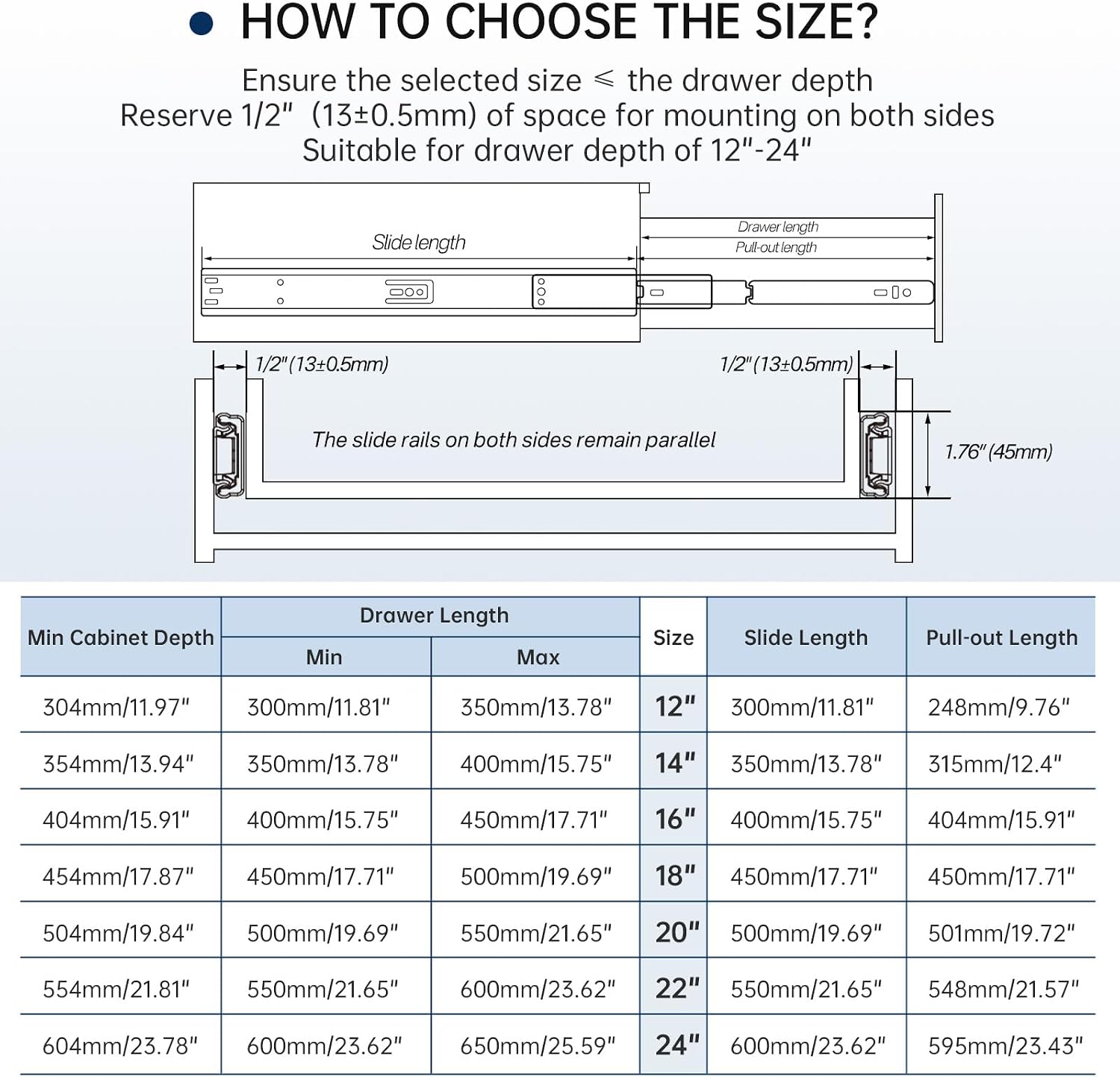 Detalle de Goldenwarm Drawer Slides 20-Inch