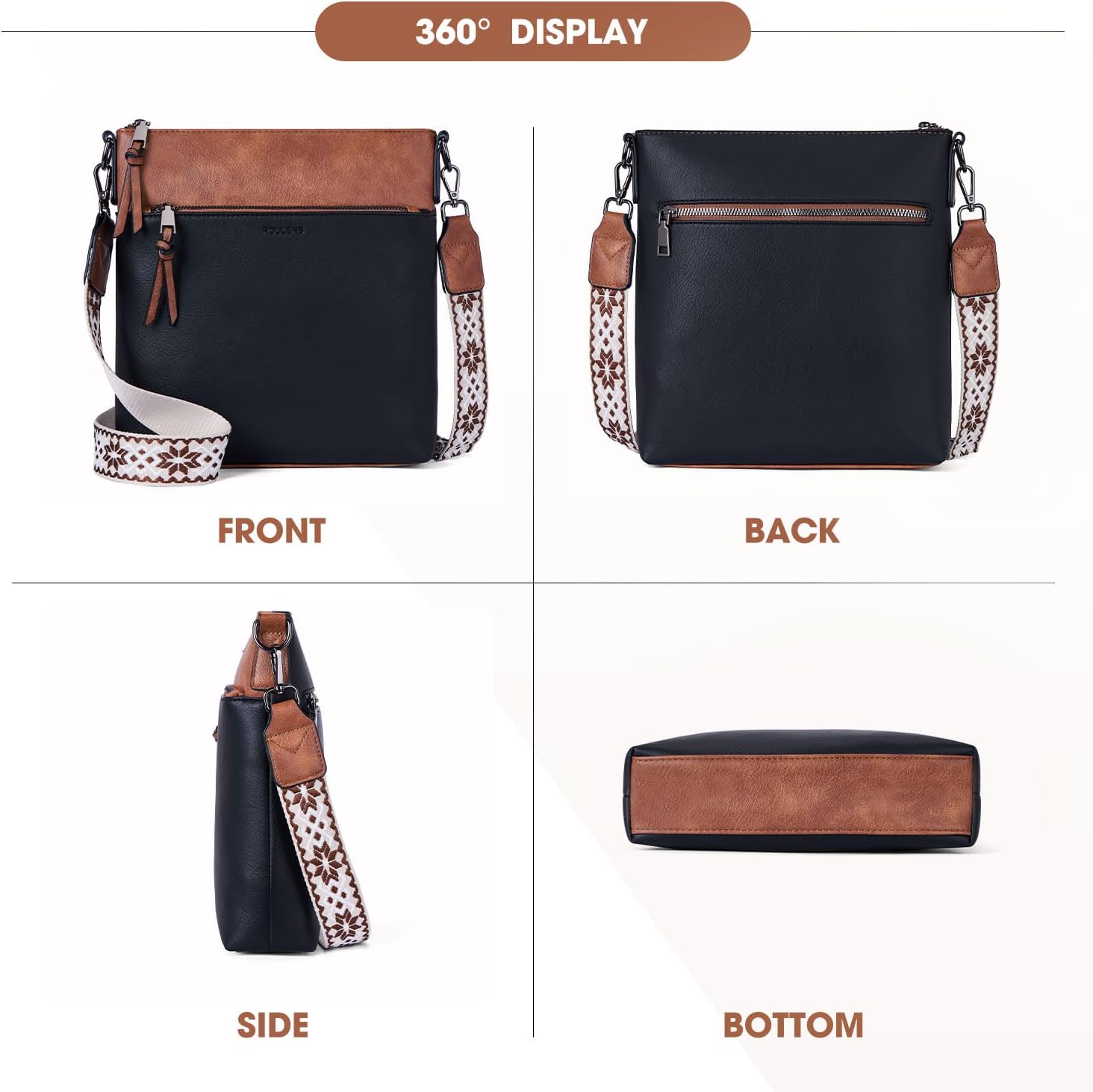 Thumbnail 6 de Roulens Mittel Damen Umhängetaschen aus veganem Leder – leichte Crossbody Bag mit verstellbarem Gurt