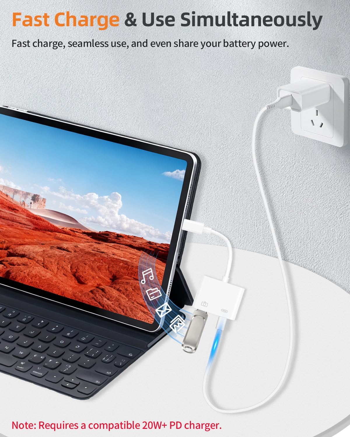 Detalle 2 de Lightning to USB Camera Adapter with Charging Port
