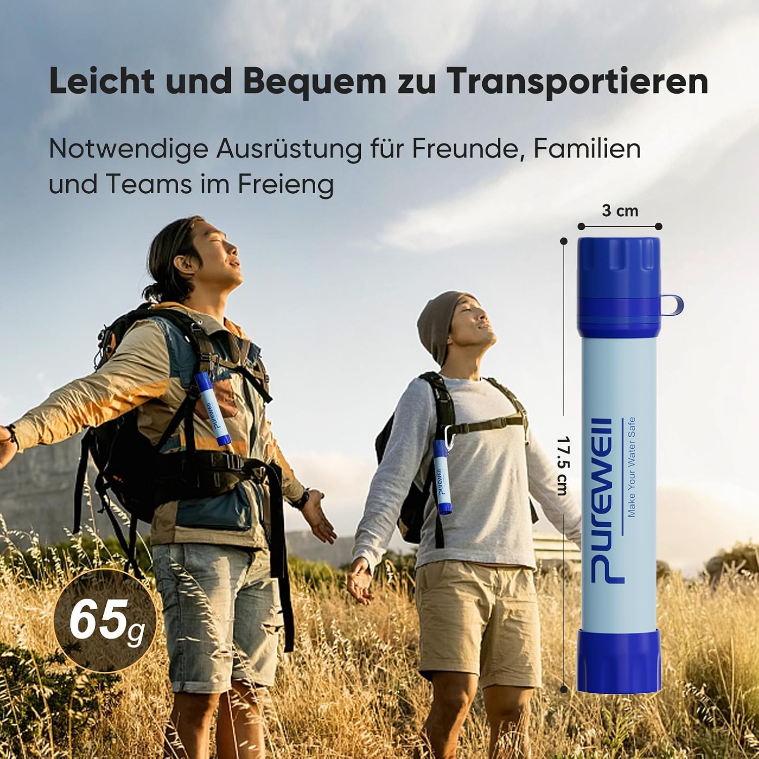 Thumbnail 6 de Purewell Outdoor-Wasserfilter mit 0,01 μm Ultrafeinfilter – für unterwegs & Notfall, 1500 Liter