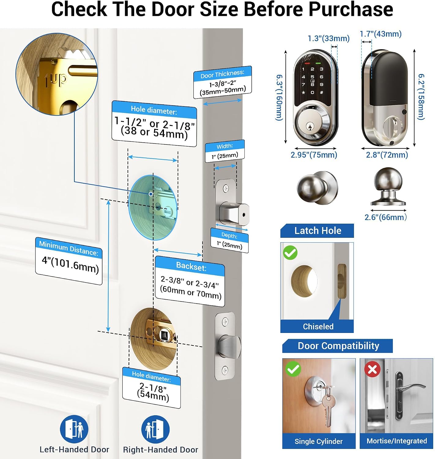 Detalle de Veise Smart Lock Satin Nickel