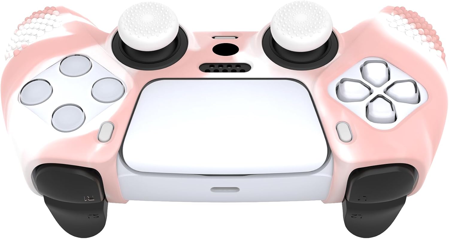 Detalle 2 de eXtremeRate PlayVital 3D Studded Edition anti-slip silicone cover skin for PS5 controller (Pink & White)