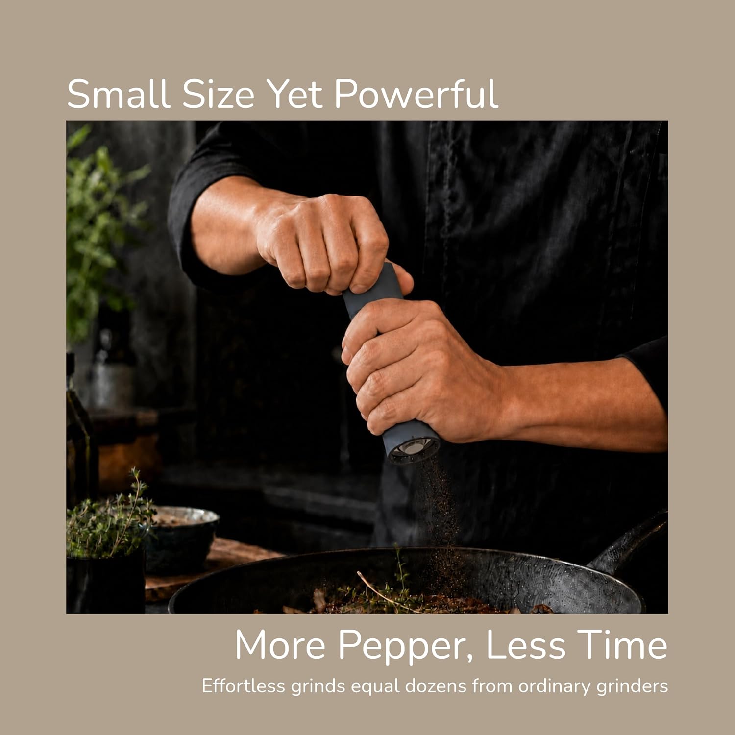 Detalle de Aurevit PM605 Salt and Pepper Grinder Set, Manual and Adjustable, Black & White