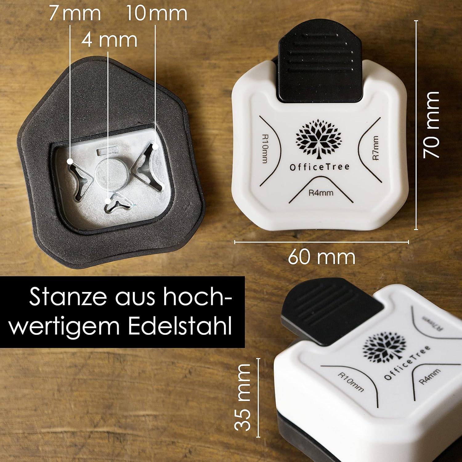 Thumbnail 1 de OfficeTree Eckstanzer 3 in 1 mit 3 Größen