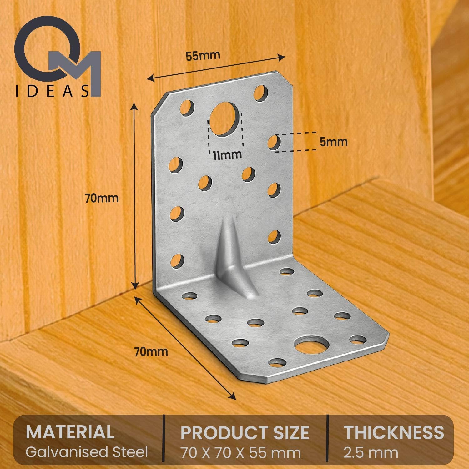 Detalle 2 de OMIDEAS 12 x Angle Brackets 70x70x55mm