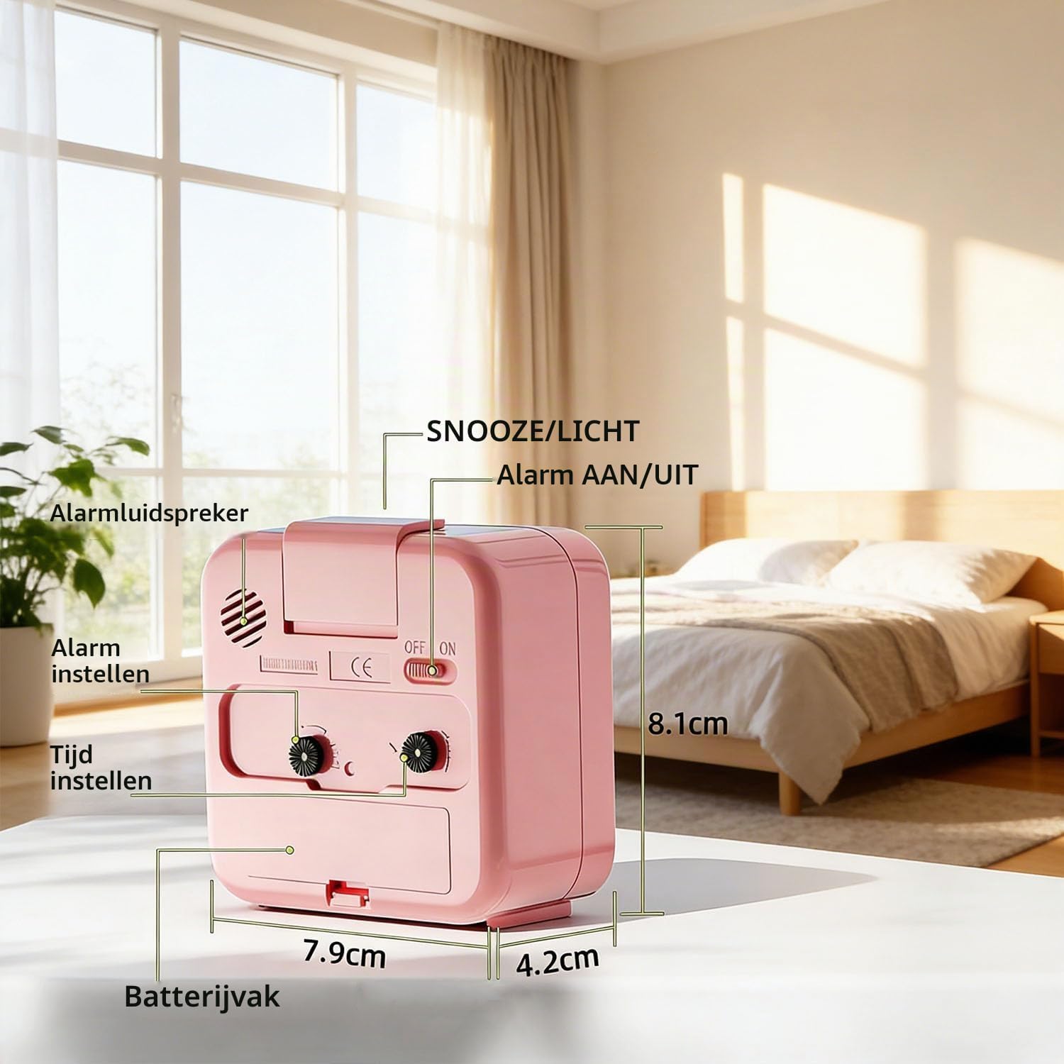 Thumbnail 6 de Azxb Azxb-alarm clock analoge wekker met stil uurwerk en sluimerfunctie