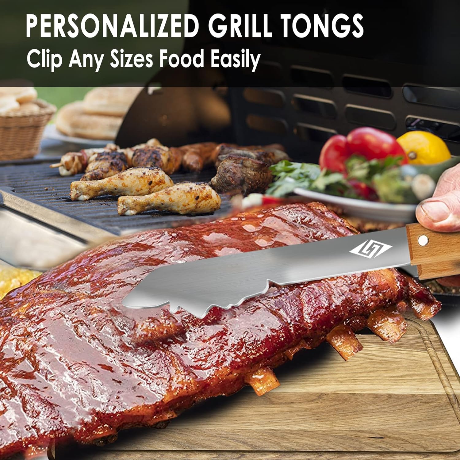 Detalle de BBQ Tools Set 14" tongs for grilling
