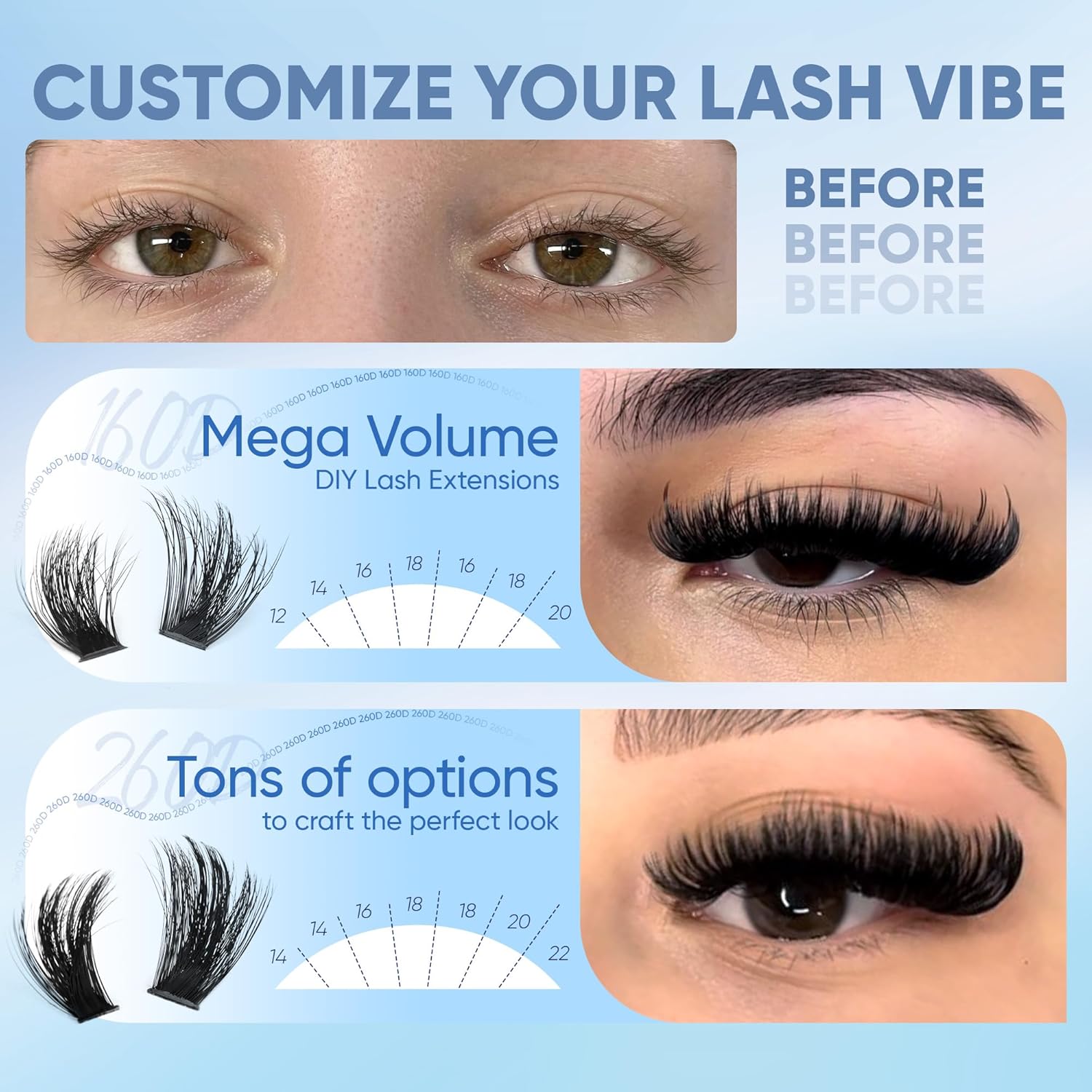 Thumbnail 3 de CORUSCATE Lash Clusters 160D+260D 12-24mm