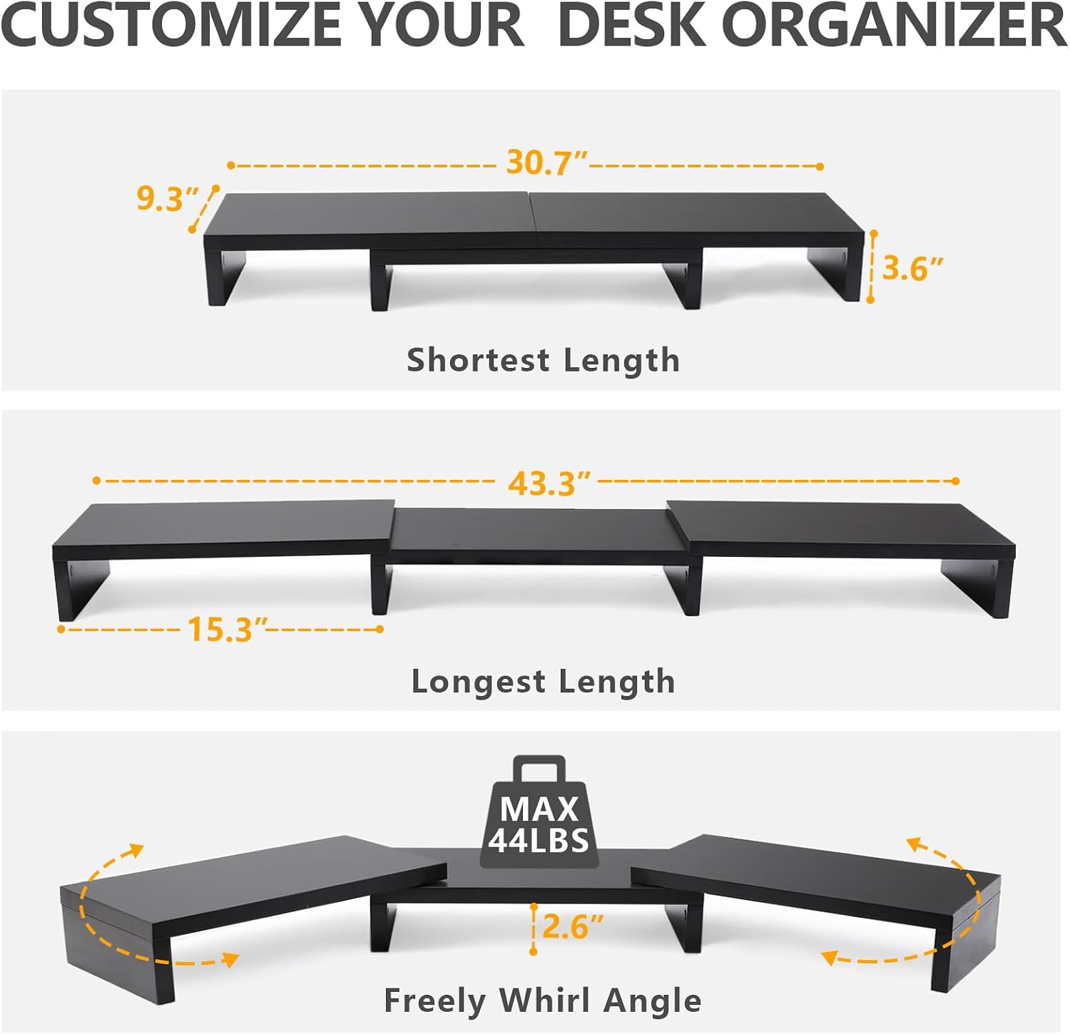 Detalle de TAVR Dual Monitor Stand Riser for 2 Monitors 43.3" ๐ฅ