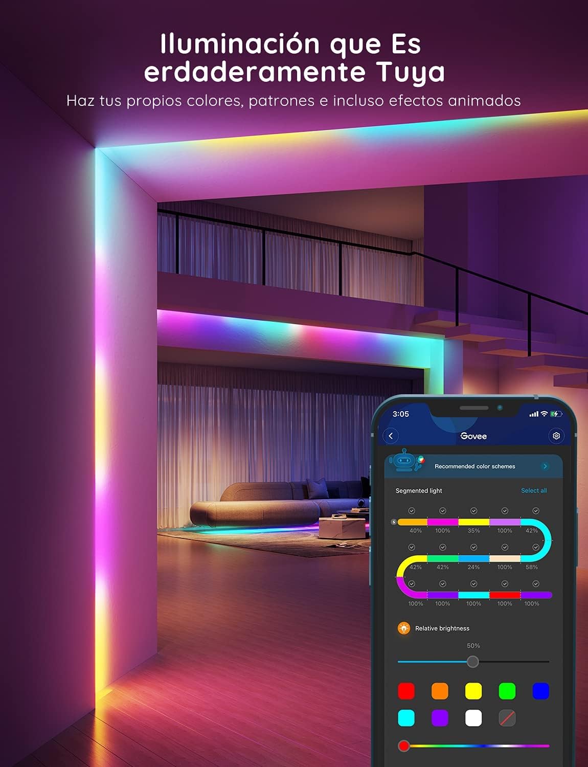 Thumbnail 3 de Govee Tiras LED WiFi 5M RGBIC con Control por App & Asistentes