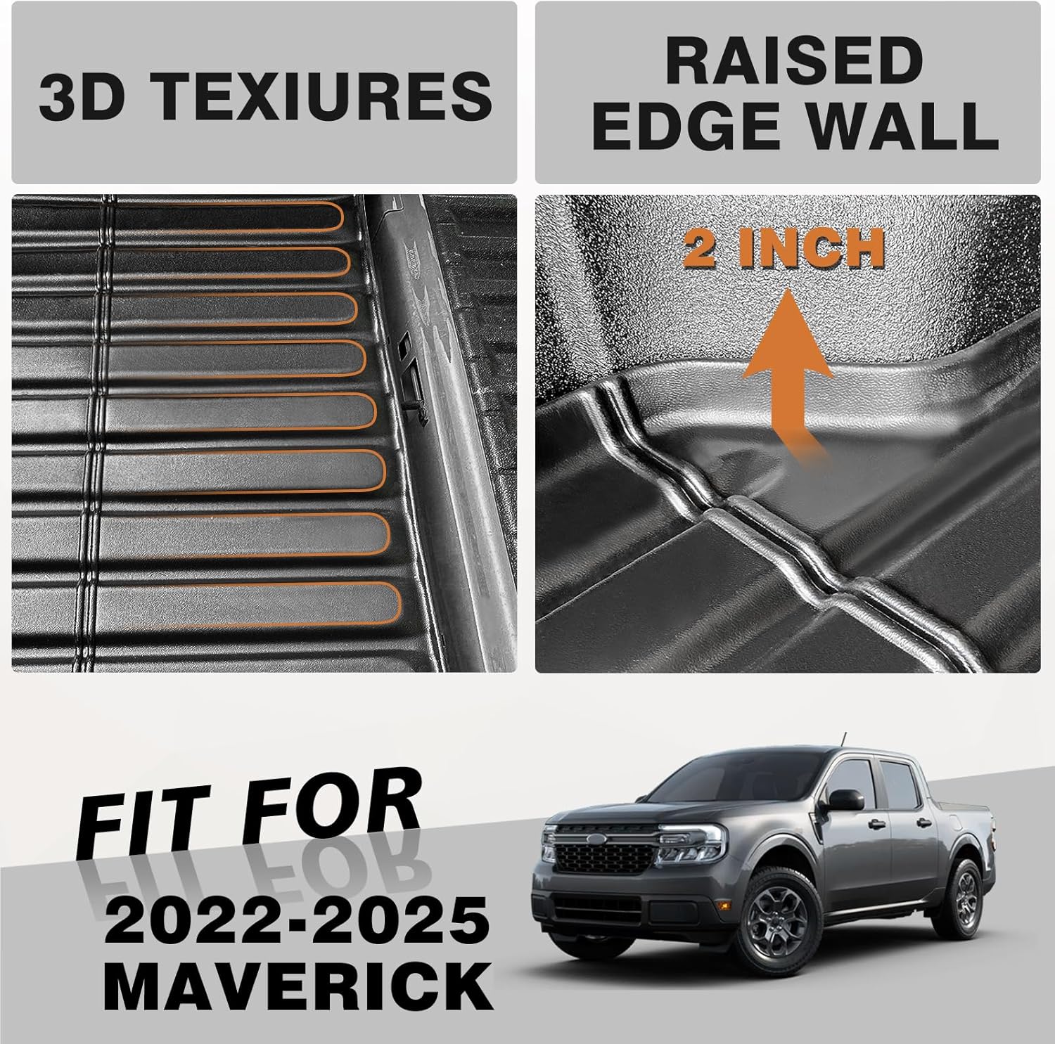 Detalle de TripleAliners Truck Mat for 2022-2026 Ford Maverick (4.5FT) — Custom-Fit All-Weather Bed Liner