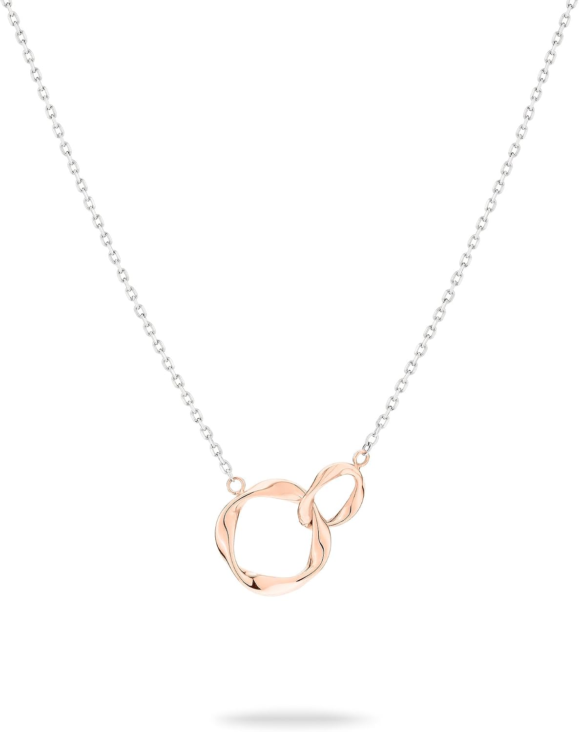 Detalle de LIEBESKIND BERLIN Damen Infinity Schmuck – Edelstahl, Roségold-Optik, 45 cm Kette mit verschlungenen Infinity-Anhängern
