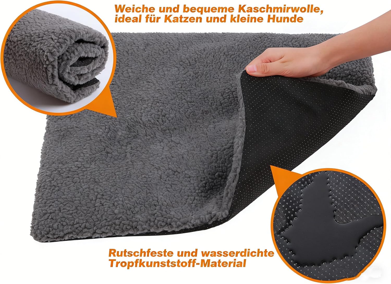 Detalle 2 de Outdoor-Katzenhaus aus Tannenholz mit Selbstwärmematte, wetterfestes Wildkatzenhaus (42 x 51 x 43 cm, Grau)