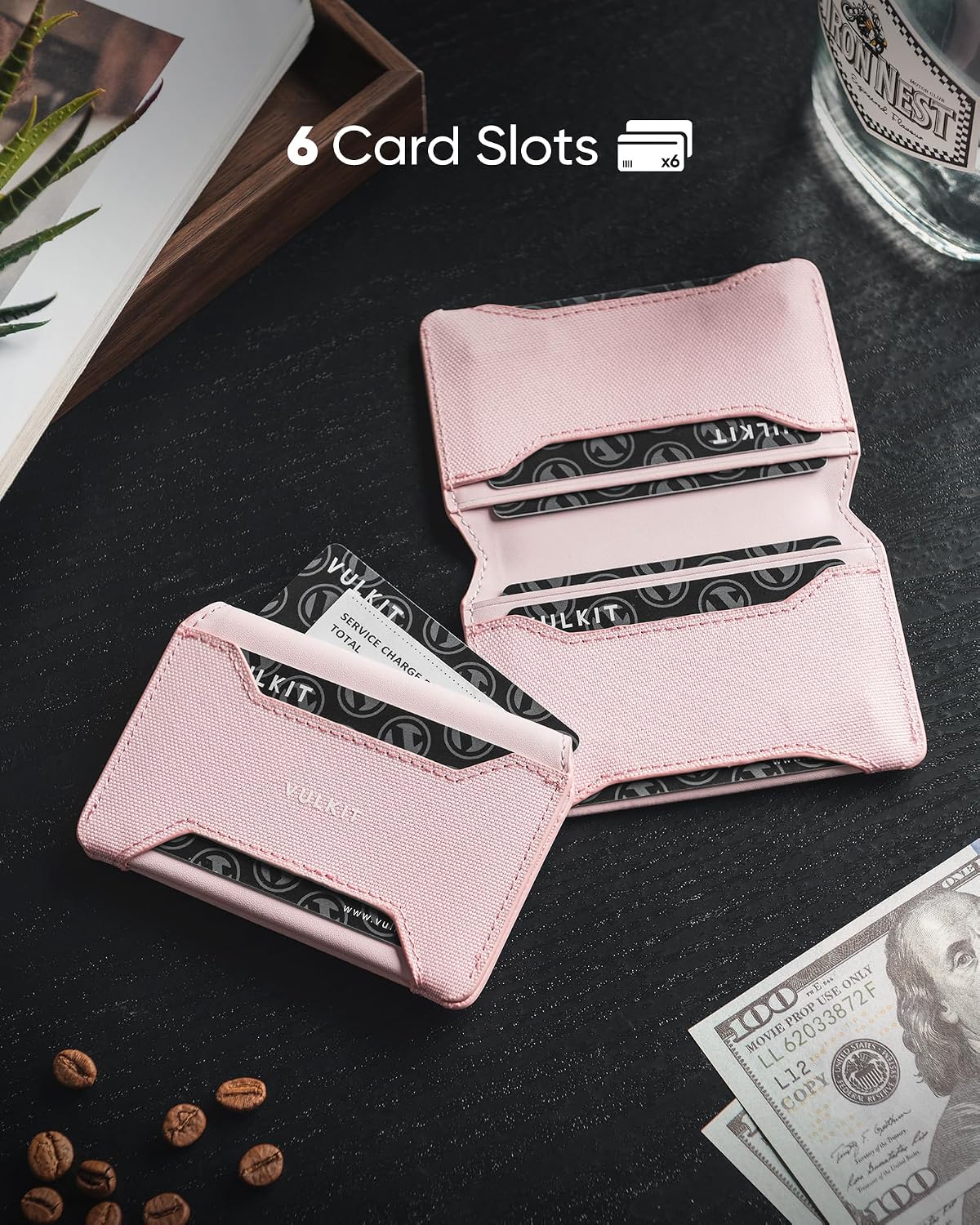 Detalle de VULKIT Mini Geldbörse RFID Slim rosa