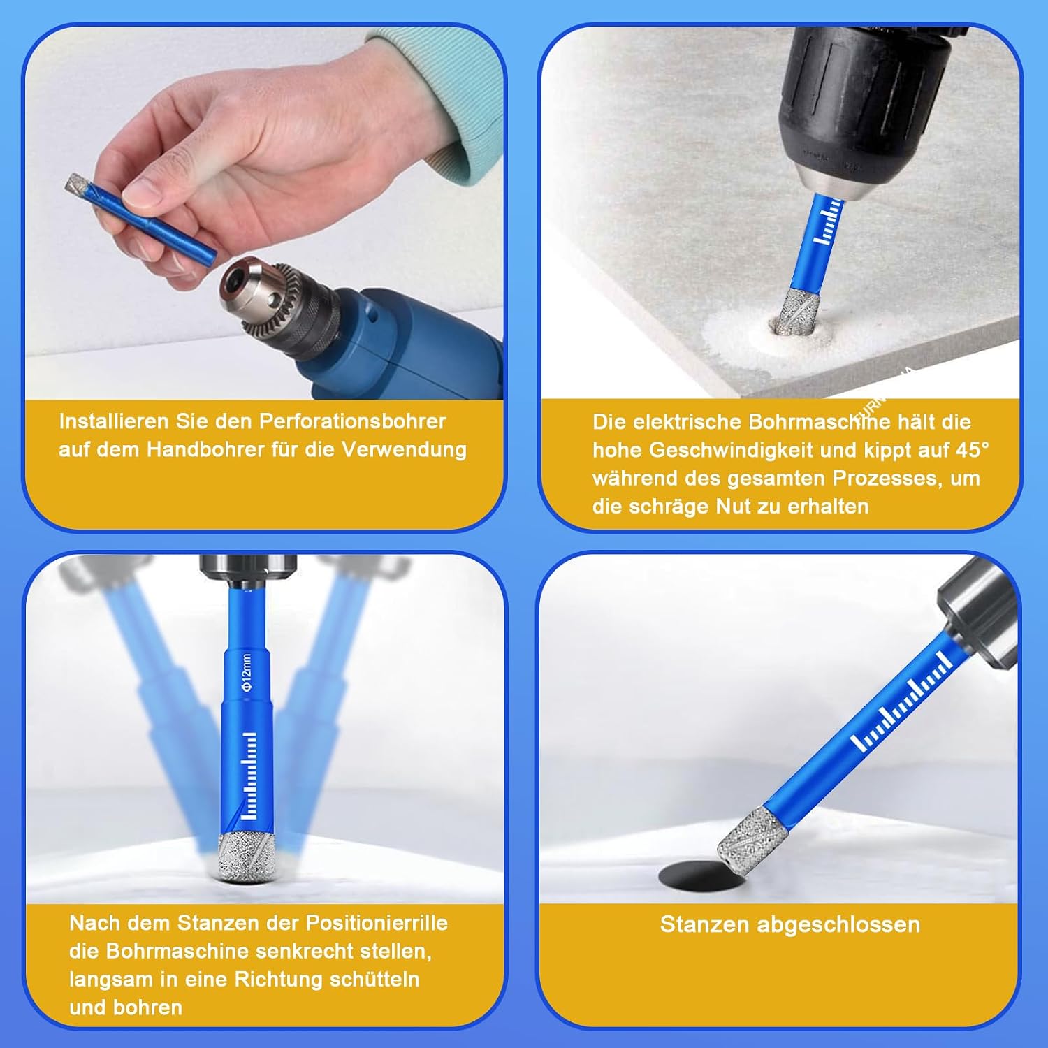 Thumbnail 4 de SURFOU Diamantbohrer-Set für Fliesen – 5–12 mm (inkl. 6 mm Metall/Porzellanbohrer)
