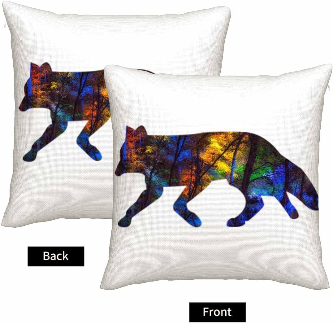 Thumbnail 1 de GSRONY Watercolour Fox Print cushion cover (18 x 18 inches) in cotton-linen blend