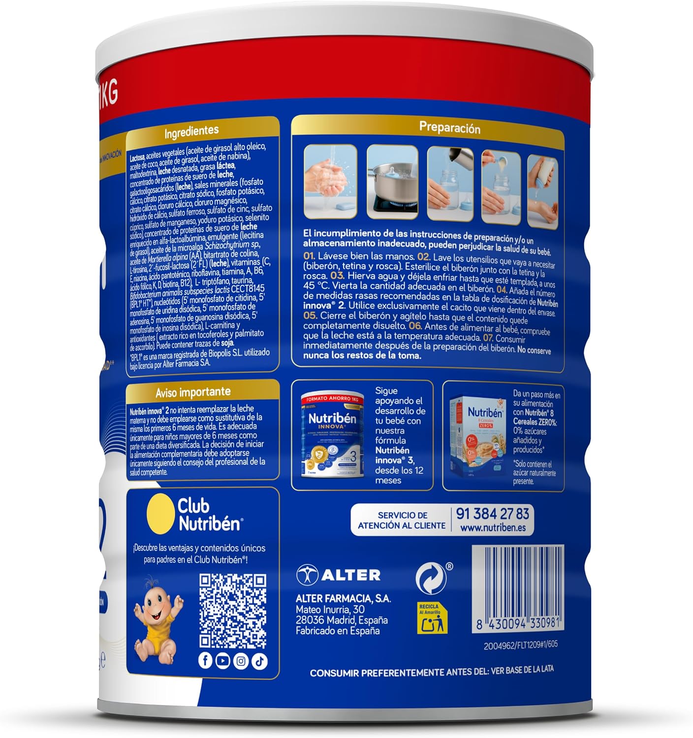 Detalle de Nutribén Innova 2 🍼 Leche en Polvo para Bebés 6+ (3x1kg)