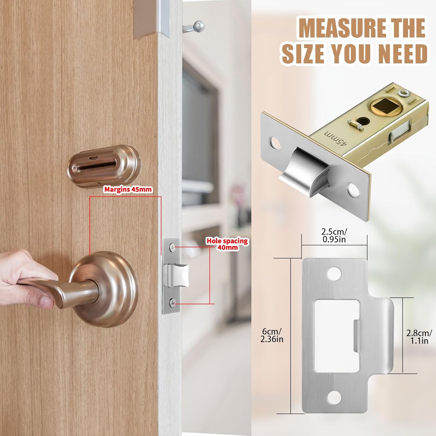 Thumbnail 4 de Pimoys 45mm Tubular Latch for Internal Doors 🔐