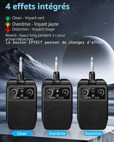 Detalle de JOYO JA-05G Mini Amplificateur Guitare Électrique 5W – Bluetooth, 4 Effets Intégrés et Rechargeable