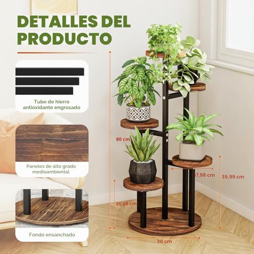 Thumbnail 3 de Bamworld — Soporte para plantas de madera de 5 niveles (escala para flores) para interior y exterior
