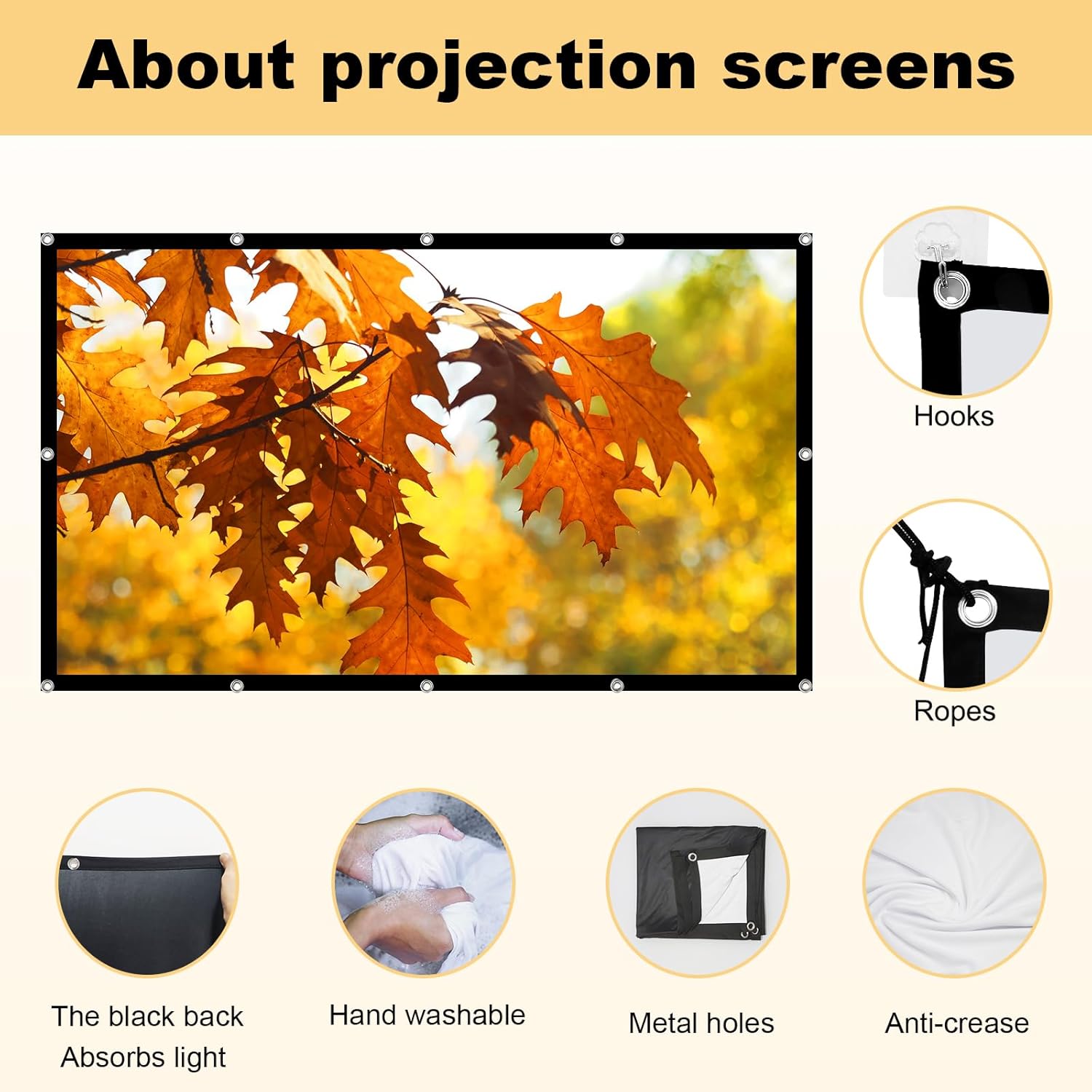 Thumbnail 3 de XINLEMY Foldable 120-inch 16:9 Projector Screen (black back, anti-crease, portable)