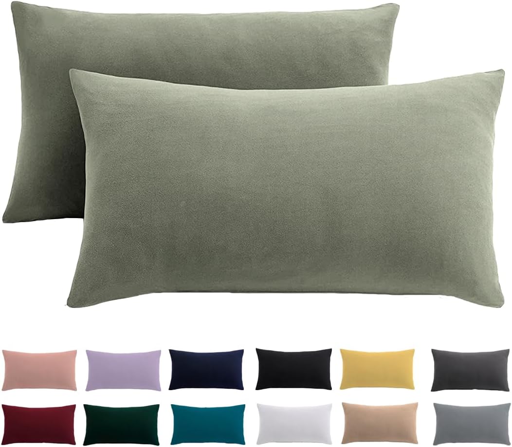 Detalle de Beqnat Kissenbezug 40x60 im 2er-Set – Kopfkissenhülle in Salbeigrün, 100% Mikrofaser, bügelfrei & knitterfrei