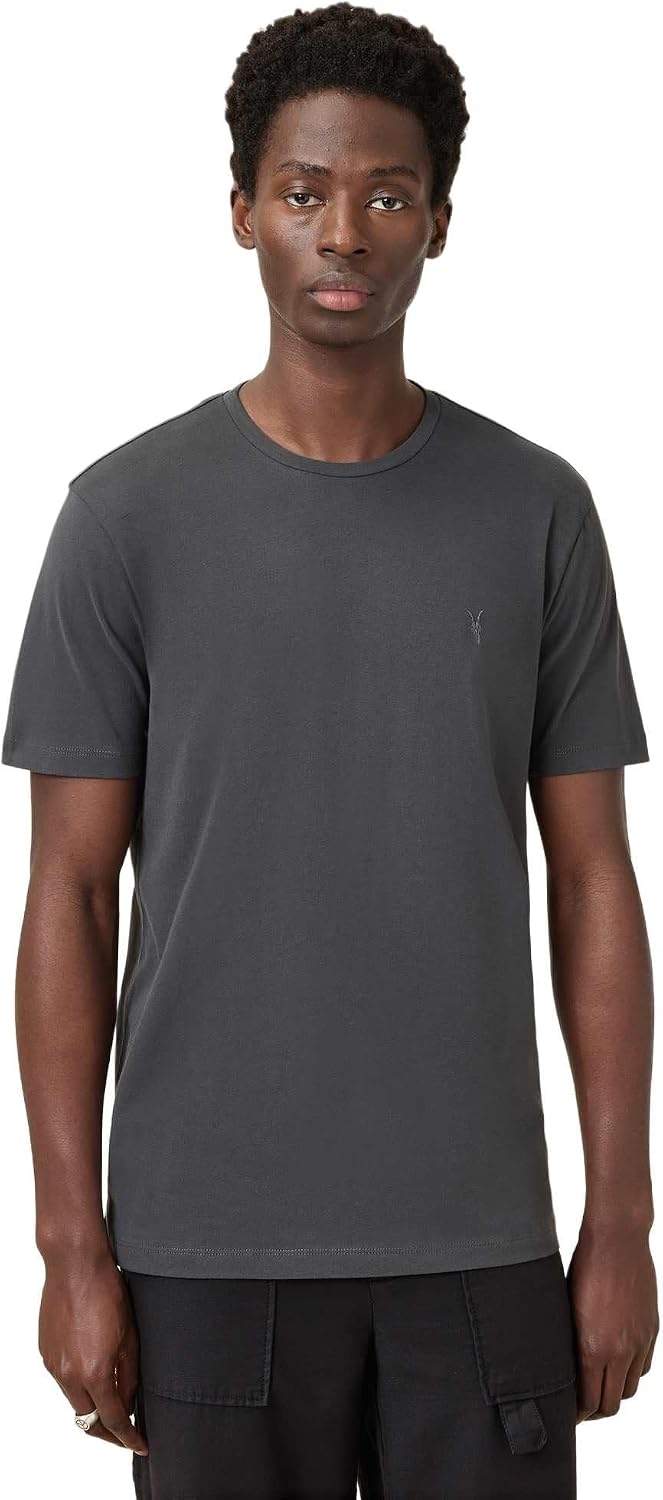 Thumbnail 5 de AllSaints Col Rond à Manches Courtes pour Homme — T-shirt ajusté en coton brossé carbone