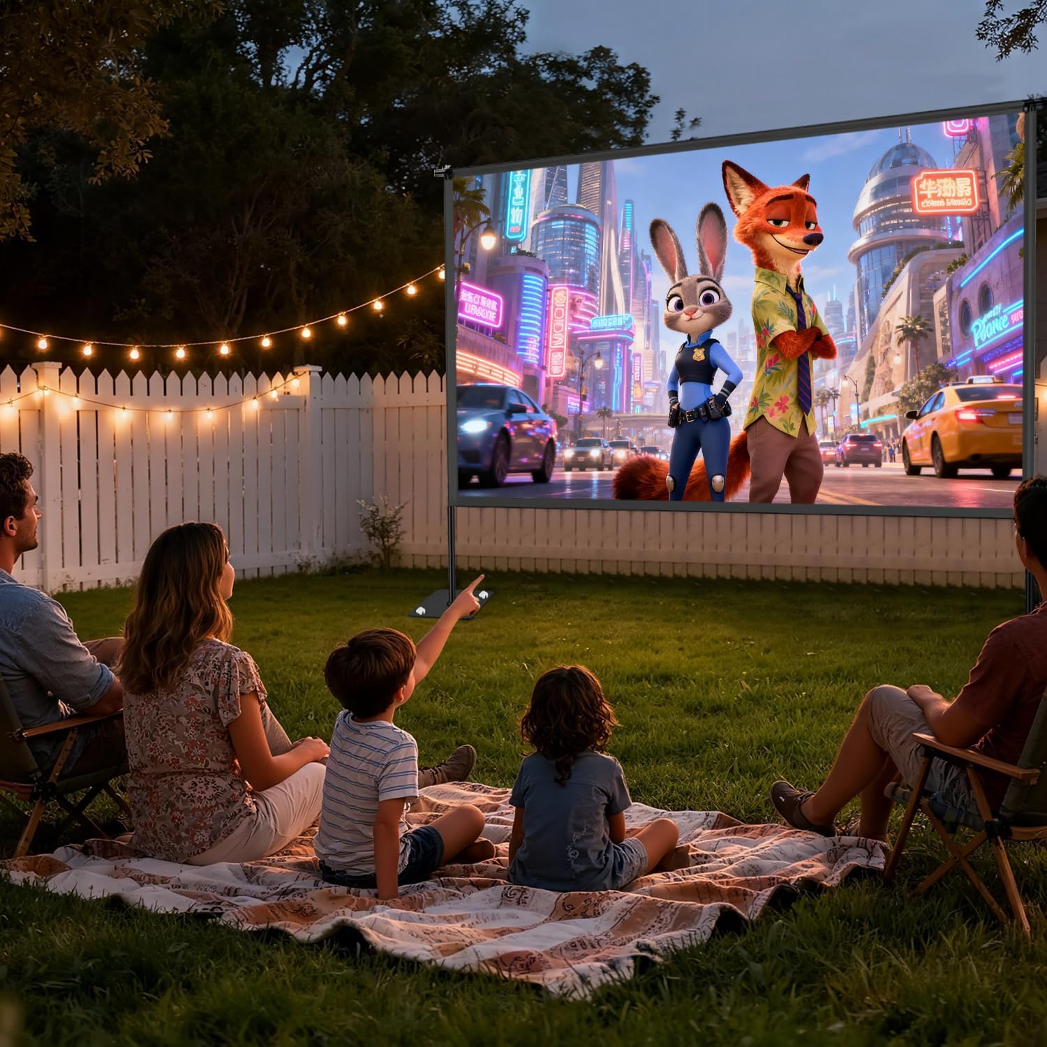 Thumbnail 1 de 120" Outdoor Projector Screen with Stand