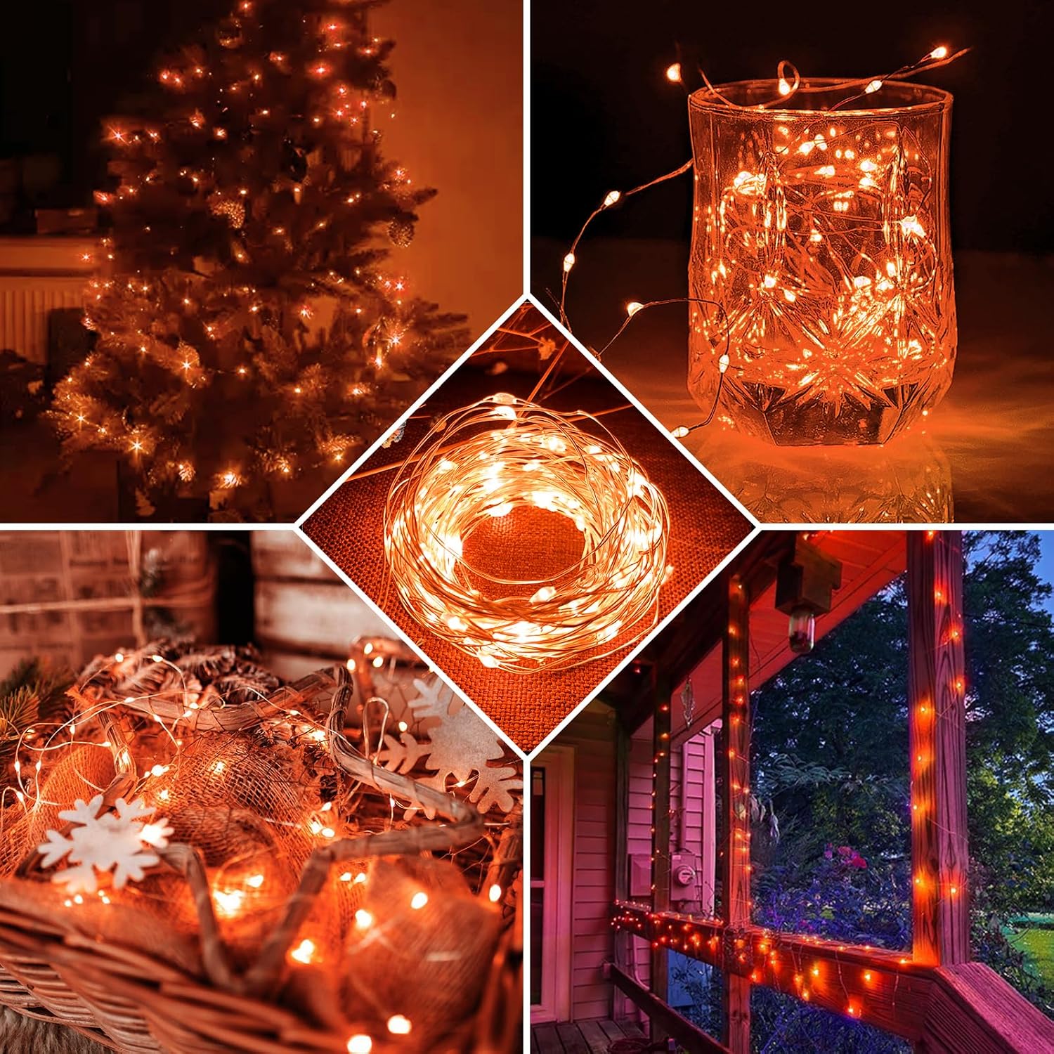 Detalle de chzk D11-UG-V8A4 Fairy Lights, 7 ft, 20 Orange LEDs, 3 Lighting Modes