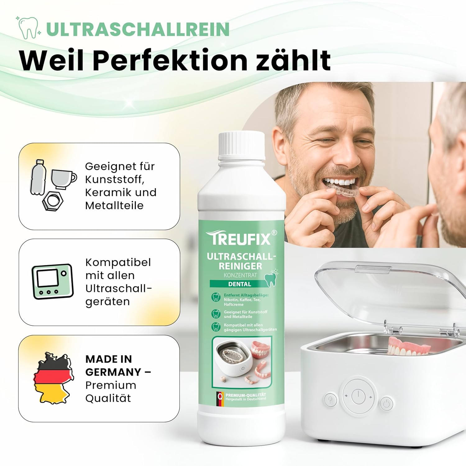 Thumbnail 1 de Treufix Ultraschallreiniger Konzentrat Dental 750ml – effektive, materialschonende Reinigung für Zahnersatz