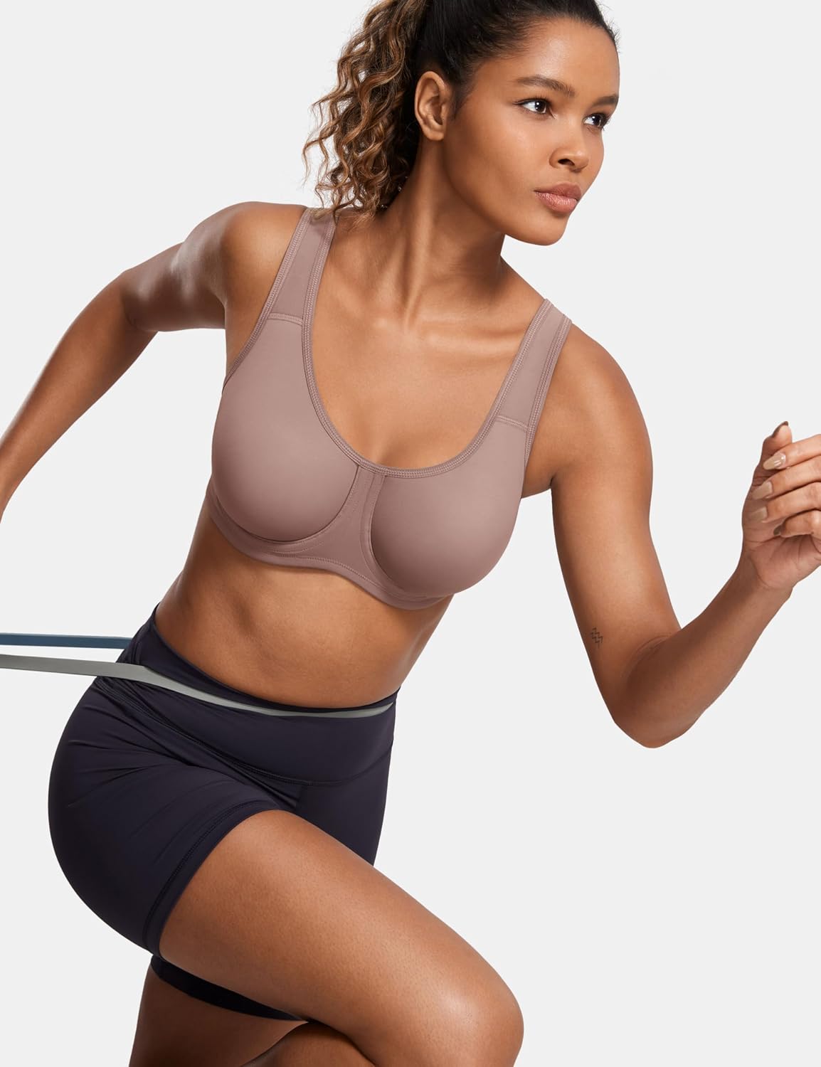 Detalle de SYROKAN Women’s Max Control Solid High Impact Plus Size Underwire Sports Bra (for Large Breasts)