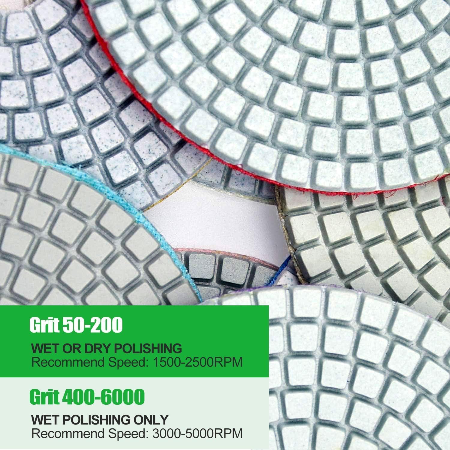 Thumbnail 3 de 16PCS Wet/Dry Diamond Polishing Pad Kit — 4 Inch, 30-6000 Grit with 5/8''-11 Backer Plate