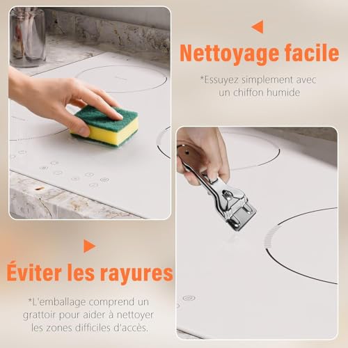 Thumbnail 6 de Karienvir Plaque Induction Blanche 3 Feux avec Prise et Booster – 3500W