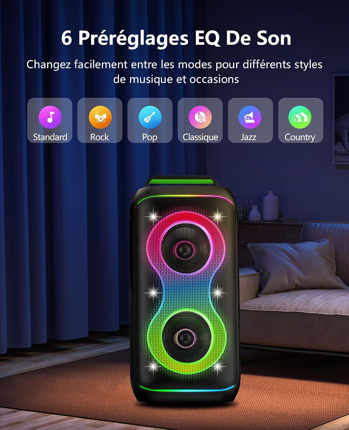 Thumbnail 6 de GKD61 Machine de karaoké pour adultes avec 2 microphones UHF sans fil et enceinte Bluetooth portable