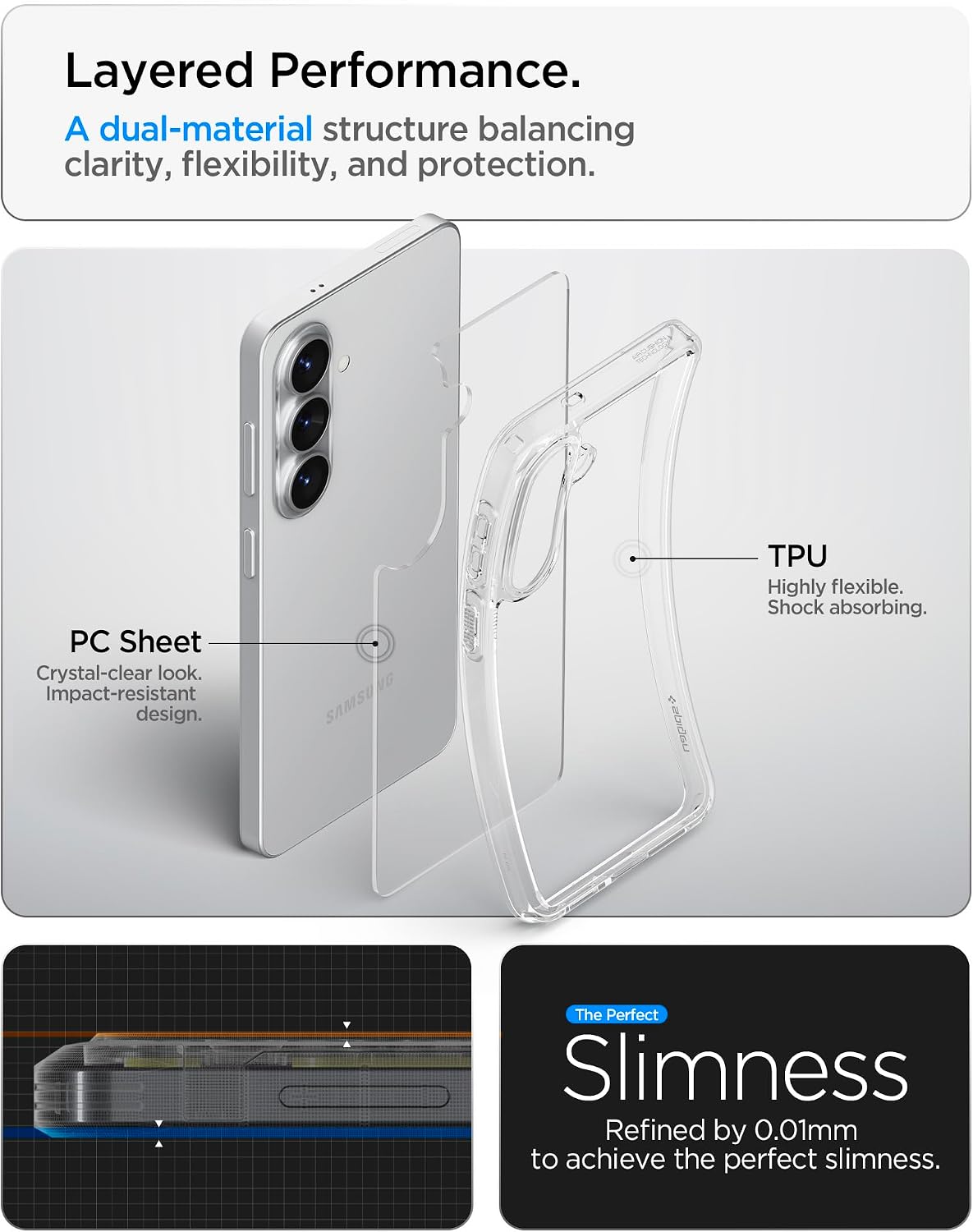 Detalle 2 de Spigen Ultra Hybrid pour Samsung Galaxy S26 – coque transparente antichoc (Dura-Clear, sans MagSafe)