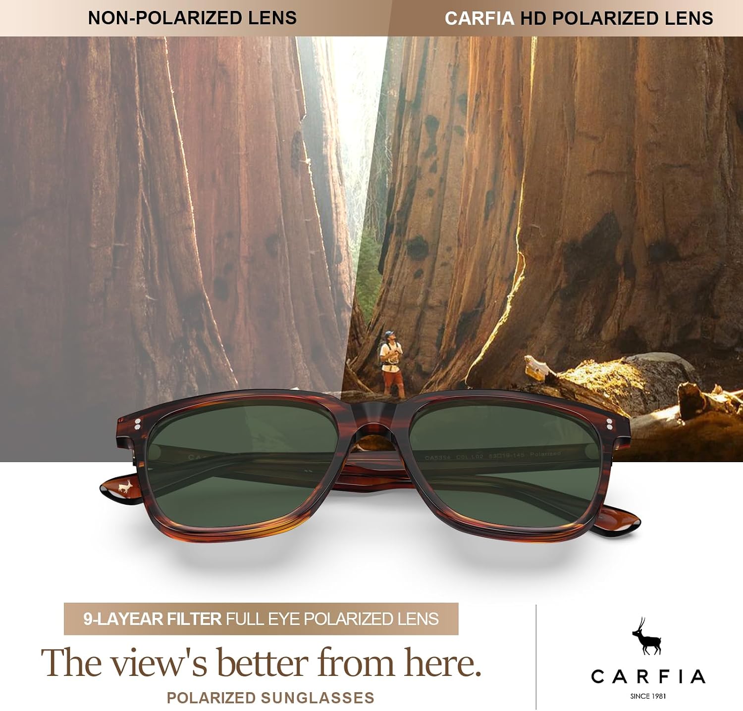 Thumbnail 4 de CARFIA retro square polarised sunglasses