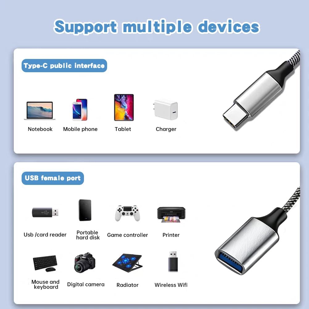 Detalle 2 de USB Splitter with 3 Ports – 1-in-3-Out USB Male to Three Female Extension Hub with Braided Cable