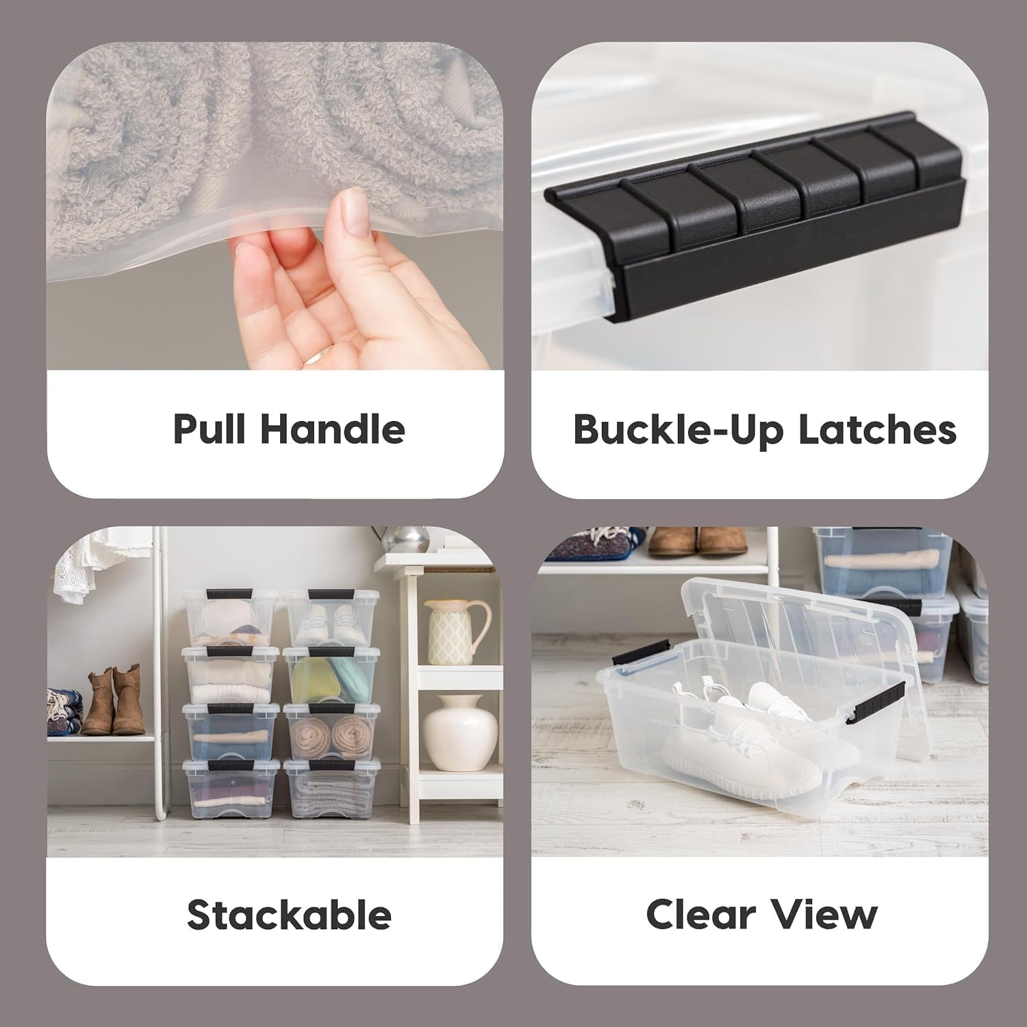 Thumbnail 2 de IRIS USA 4-Pack 13-Quart See-Through Storage Bins with Lids