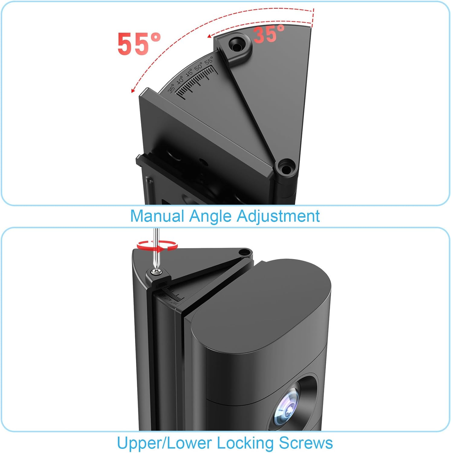 Detalle de Doorbell Angle Mount for Ring Battery/Plus/Pro (2026 New Model) – 35–55° Adjustable Corner Mount