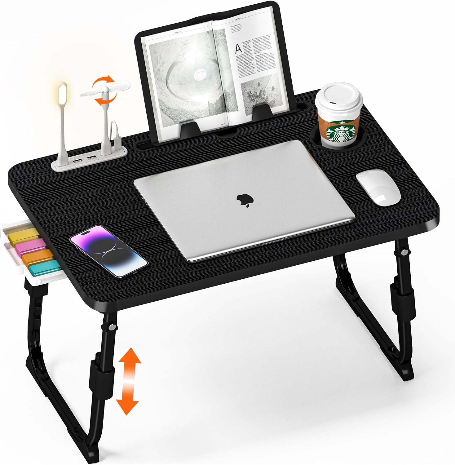 DECOSIS Laptop Bed Desk, Adjustable Lap Desk with USB Port and Storage