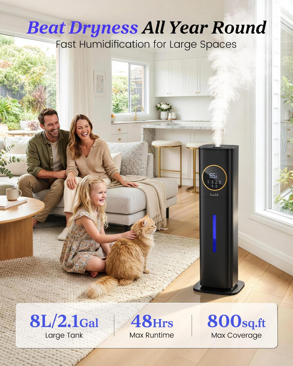 Detalle 2 de Humidifier Large Room 8L Cool Mist with Night Light ๐ง