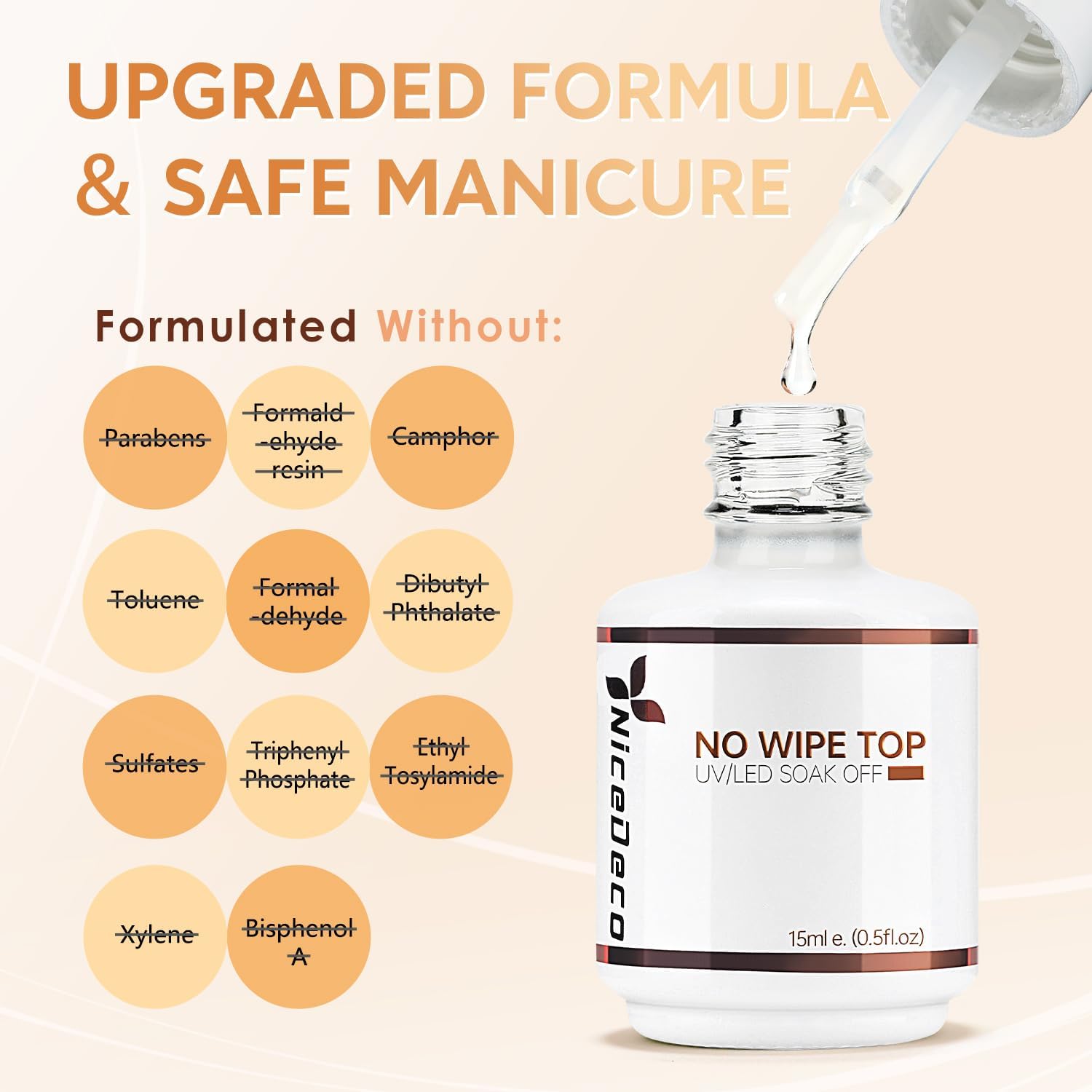 Detalle de Nicedeco 15ML Vernis Semi Permanent Top Coat Sans HEMA – Gel Polish Brillant et Durable
