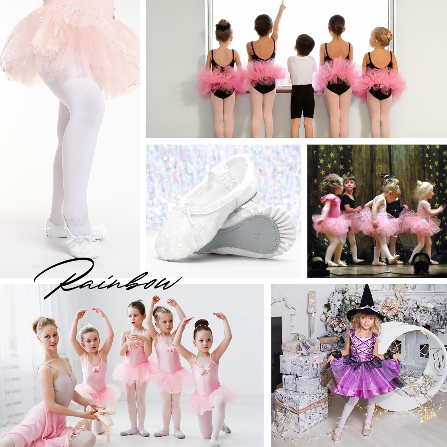 Thumbnail 4 de Glitter Ballet Shoes for Girls: Leather Full-Sole Dance Flats