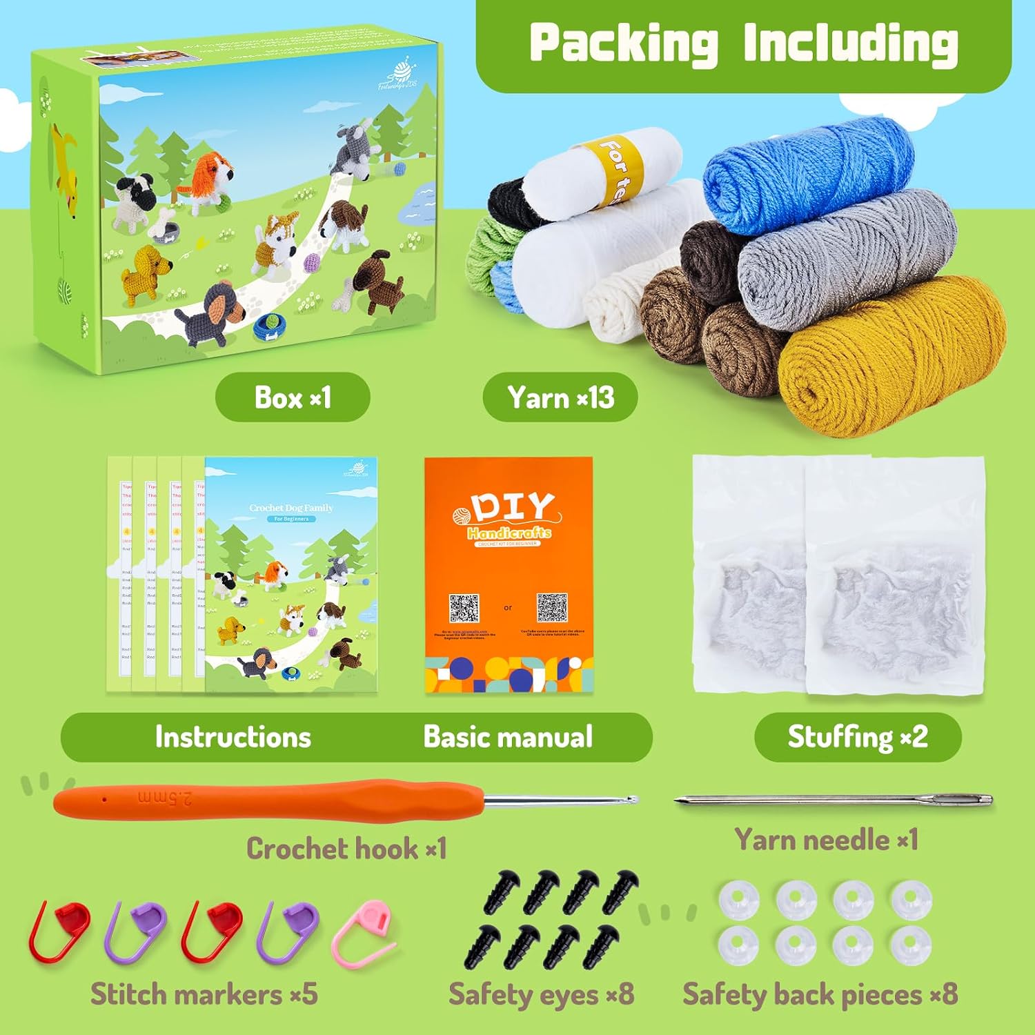 Detalle de Crochet Complete Kit for Beginners: Dog Crochet Kit with Video Tutorials
