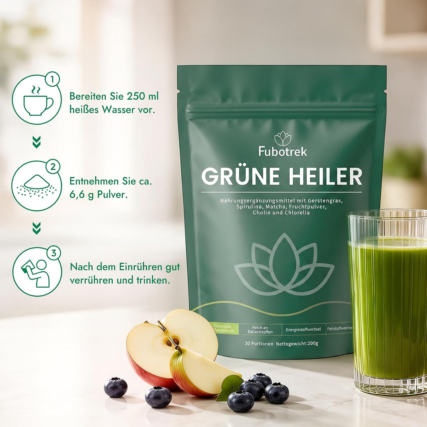 Thumbnail 6 de Grüne Entgiftungspulver 200 g – Matcha, Spirulina & Heidelbeeren