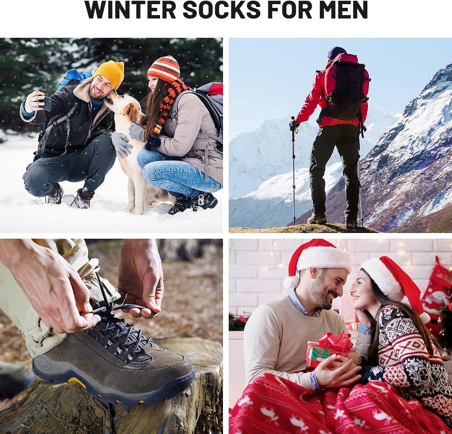 Detalle de SIMIYA Merino Wool Socks for Men (5 Pairs) – Thick Thermal Hiking Crew Socks