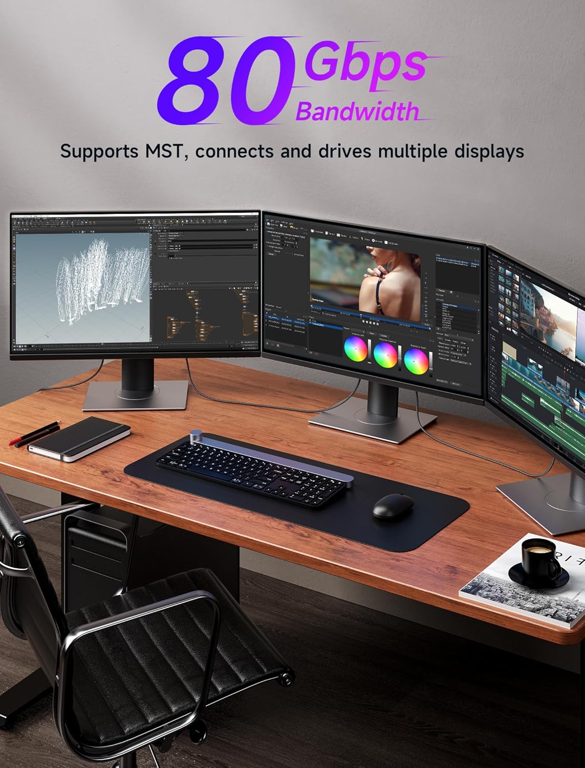 Thumbnail 4 de JSAUX 3M DisplayPort 2.1 Cable (DP 2.1, 80Gbps) for 8K/4K High Refresh Gaming