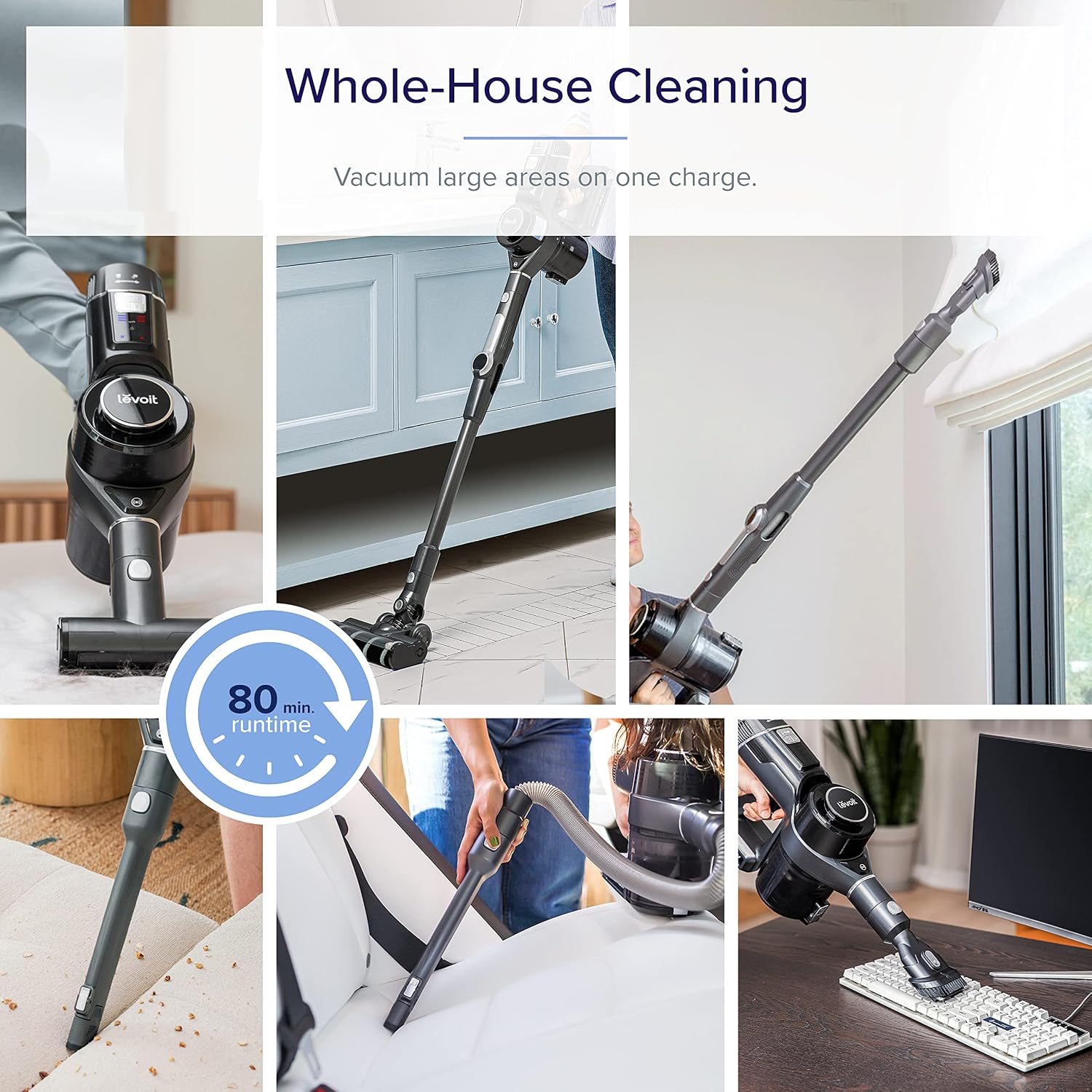 Detalle 2 de LEVOIT Cordless Vacuum Cleaner with Dual Brush and 80-Min Battery